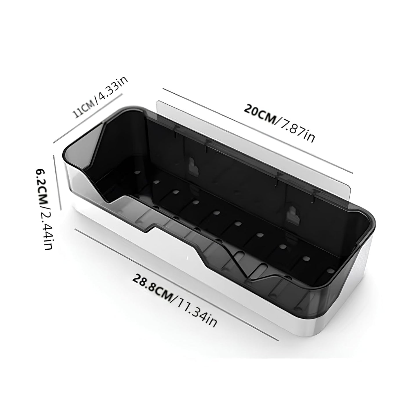 Wall Mounted Bathroom Shelf Organizer with Drain Tray & Strong Adhesive | No Drill Storage Rack