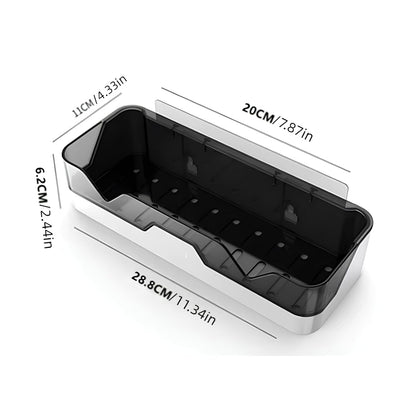 Wall Mounted Bathroom Shelf Organizer with Drain Tray & Strong Adhesive | No Drill Storage Rack
